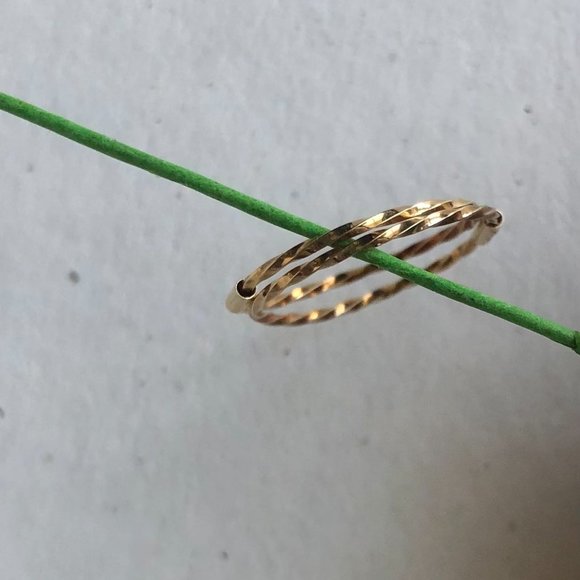 Thin Twisted Gold Hoop Earrings - Picture 3 of 5